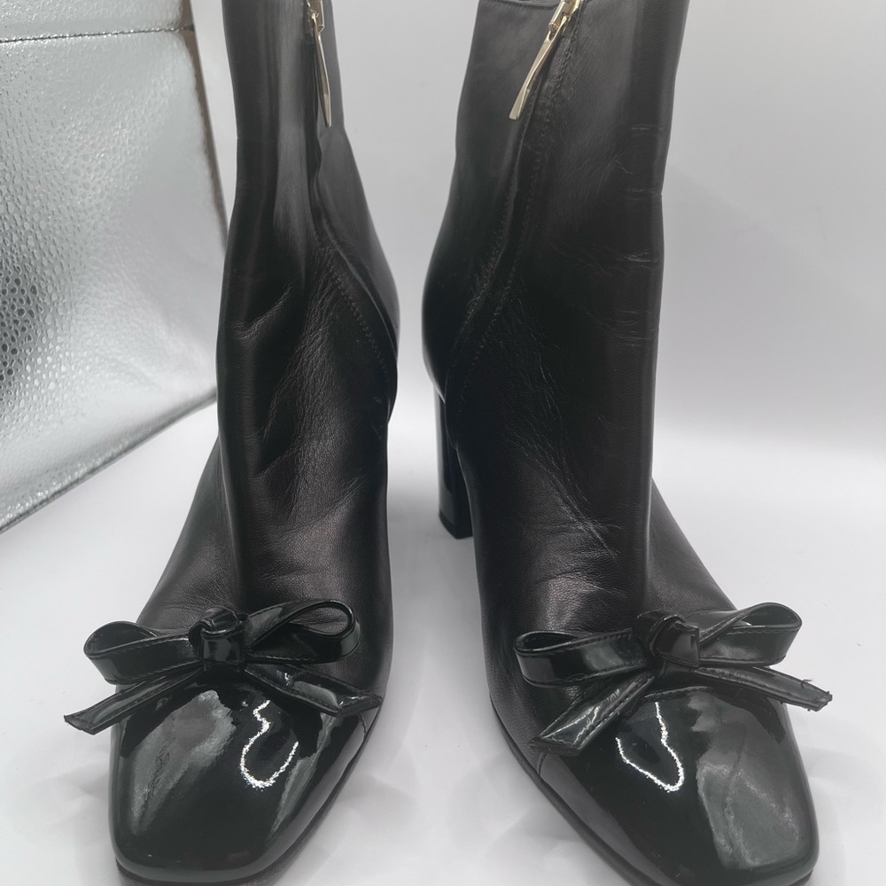 Kate Spade Odelia Black/Nappa & Blk Patent Boot Sz 6.5 made in Italy Preloved
